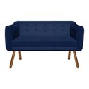 Ver imagem 5 de Kit 01 Namoradeira e 02 Poltronas Julia Suede Pés Palito Castanho D'Rossi - Azul Marinho
