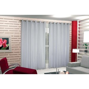 Cortina Yara Tecido Rústico Com Voil 2,7m X 3m Campari: Branco