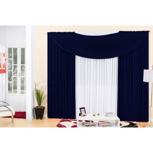 Cortina Em Malha Com Bando 3,00 M X 2,50 M - Cores Diversas: Azul Marinho