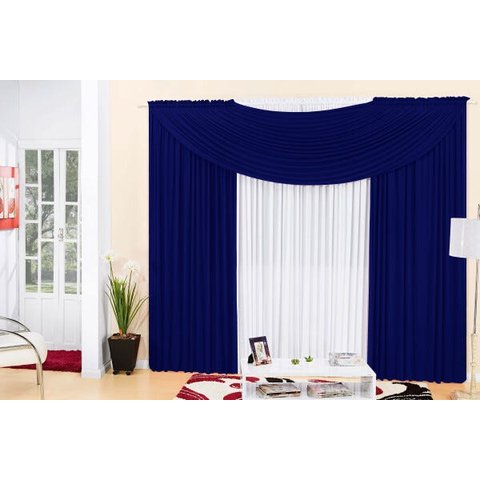 Cortina Em Malha Com Bando 3,00 M X 2,50 M - Cores Diversas: Azul Royal