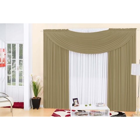 Cortina Em Malha Com Bando 3,00 M X 2,50 M - Cores Diversas: Cáqui