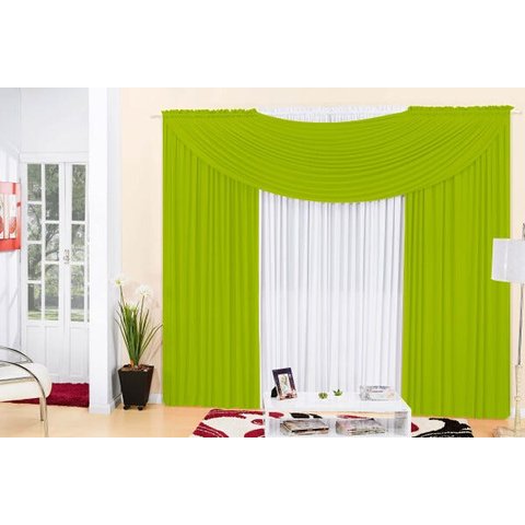 Cortina Em Malha Com Bando 3,00 M X 2,50 M - Cores Diversas: Verde Limão
