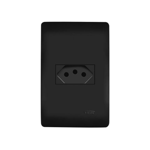 Tomada Fame Habitat Black 2P+T 20A com Placa 4x2 Preta
