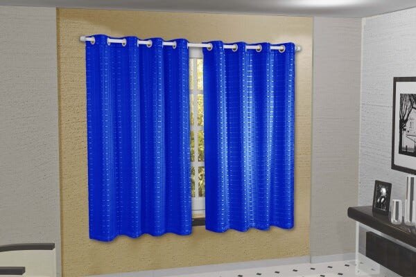 Cortina Blackout PVC com Tecido Voil xadrez 2,80 M x 2,50 M - Azul Royal - 2