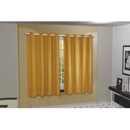 Cortina Blackout PVC com Tecido Voil xadrez 2,80 M x 2,50 M - Mostarda - 2