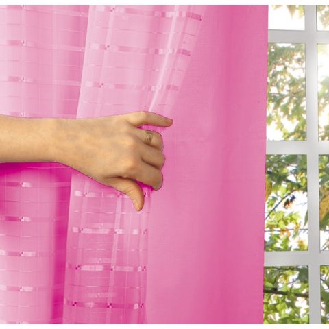 Cortina Blackout PVC com Tecido Voil xadrez 2,80 M x 2,50 M - Rosa