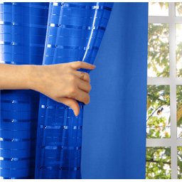 Cortina Blackout PVC com Tecido Voil xadrez 2,80 M x 1,80 M - Azul Royal - 1