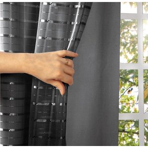 Cortina Blackout PVC com Tecido Voil xadrez 2,80 M x 1,80 M - Preto
