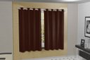 Ver imagem 2 de Cortina Blackout Pvc com Tecido Voil Xadrez 2,80 M X 1,80 M - Tabaco