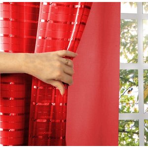 Cortina Blackout PVC com Tecido Voil xadrez 2,80 M x 1,80 M - Vermelho