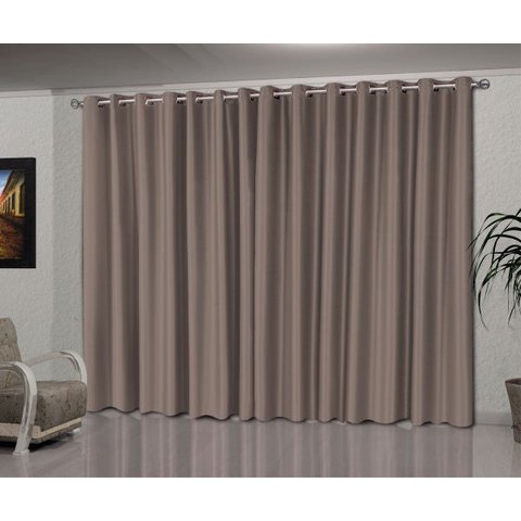 Cortina Blackout Tecido 3,00 x 2,60 Corta Luz Toque de Seda - Avelã