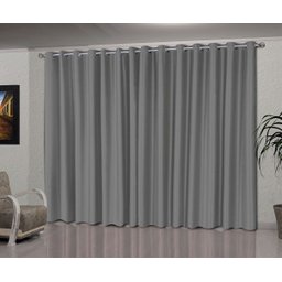 Cortina Blackout Tecido 3,00 x 2,60 Corta Luz Toque de Seda - Cinza - 1