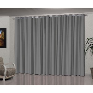 Cortina Blackout Tecido 3,00 x 2,60 Corta Luz Toque de Seda - Cinza