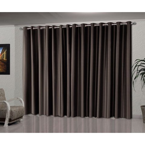 Cortina Blackout Tecido 3,00 x 2,60 Corta Luz Toque de Seda - Tabaco