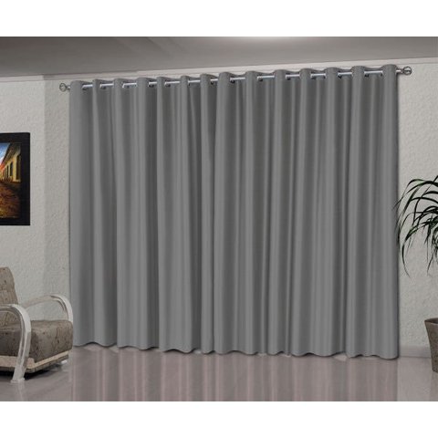 Cortina Blackout Tecido 2,80 x 1,80 Corta Luz Toque de Seda - Cinza