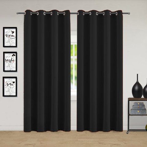 Cortina Roma 2,80 X 1,80 Metros para Sala e Quarto Campari: Preto