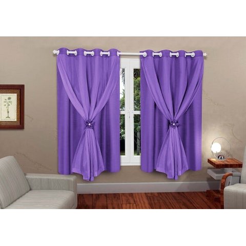 Cortina Melissa 100% Poliéster 1,80 M X 2,20m Campari Textil: Lilás