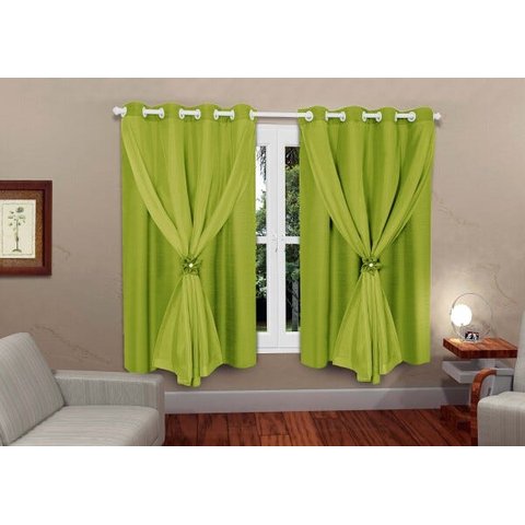 Cortina Melissa 100% Poliéster 1,80 M X 2,20m Campari Textil: Verde-limão