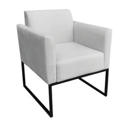 Poltrona Marisa Suede Base Industrial Metálica Preto D'Rossi - Cinza - 1