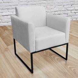 Poltrona Marisa Suede Base Industrial Metálica Preto D'Rossi - Cinza - 4