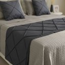 Ver imagem 2 de Peseira Drapeada Veludo Luxo 2,15x0,50m Dupla Face cama casal Cinza Chumbo