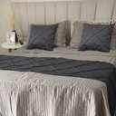 Ver imagem 3 de Peseira Drapeada Veludo Luxo 2,15x0,50m Dupla Face cama casal Cinza Chumbo