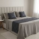 Ver imagem 1 de Peseira Drapeada Veludo Luxo 2,15x0,50m Dupla Face cama casal Cinza Chumbo