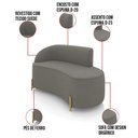 Ver imagem 3 de Sofá 2 Lugares Orgânico 140cm Pé Dourado Morgan Suede Grafite D03 - D’Rossi