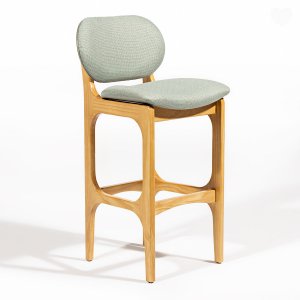 Banqueta Alta para Cozinha Decor Madeira Mel Linho Verde L84 Rmi