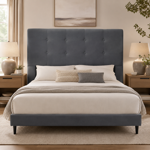 Cabeceira Queen Cama Box Suede 160 cm Luna D'Rossi - Suede Cinza