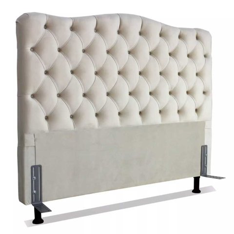 Cabeceira Cama Queen Size Box Casal Estofada 1,6 m Realeza:Corino Bege