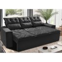 Ver imagem 1 de Sofá 3 Lugares Retrátil e Reclinável 2.00m Cama Inbox Smal com Bordado Pantográfico Suede Preto
