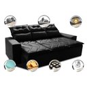 Ver imagem 3 de Sofá 3 Lugares Retrátil e Reclinável 2.00m Cama Inbox Smal com Bordado Pantográfico Suede Preto