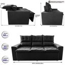 Ver imagem 2 de Sofá 3 Lugares Retrátil e Reclinável 2.00m Cama Inbox Smal com Bordado Pantográfico Suede Preto