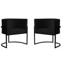 Ver imagem 1 de Kit 2 Poltronas Decorativa Sala de Estar Luana Base Preta Veludo Preto - Montanaris Decor Md Montana