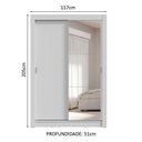 Ver imagem 6 de Guarda-roupa Solteiro 2 Portas de Correr com Espelho 4 Gavetas Branco Vivare Plus Madesa Branco
