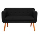 Ver imagem 1 de Namoradeira Julia 2 Lugares Linho Pés Palito Castanho D'Rossi - Preto A79