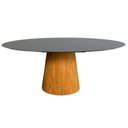 Ver imagem 1 de Mesa de Jantar Cone Oval 130x90 Cm Tampo Laca Preta Base Freijó Cor Marrom