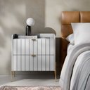 Ver imagem 4 de Mesa Lateral para Cama Moriah 60cm Retro 100% Mdf Branco com Pes Dourado