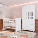 Ver imagem 1 de Conjunto Quarto Bebê Berço 3EM1 Eloá Guarda Roupa 3 Portas 100% MDF Branco