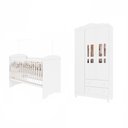Ver imagem 3 de Conjunto Quarto Bebê Berço 3EM1 Eloá Guarda Roupa 3 Portas 100% MDF Branco