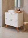 Ver imagem 2 de Gabinete para Banheiro com Tampo Cuba e Armario 80cm Retro Mdf Branco Milano - On Móveis