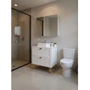 Ver imagem 1 de Gabinete para Banheiro com Tampo Cuba e Armario 80cm Retro Mdf Branco Milano - On Móveis