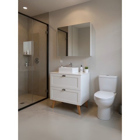 Gabinete para Banheiro com Tampo Cuba e Armario 80cm Retro Mdf Branco Milano - On Móveis