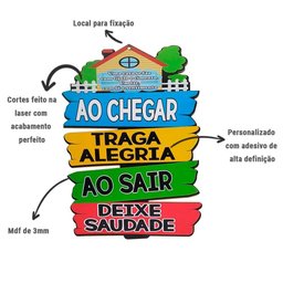 Placa Casa Decorativa de Parede Madeira - Ao Chegar Traga Alegria - 2
