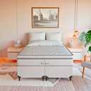 Ver imagem 2 de Cama Box Casal Bipartido + Colchão Paris Molas Branco Couro Branco/branco
