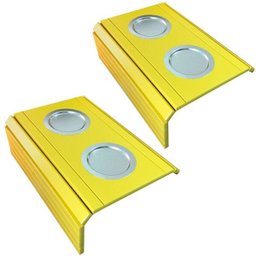 Kit 02 Bandeja Esteira para Braço de Sofá Porta Copo Aluminio - D'Rossi - Amarelo - 1