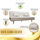 Ver imagem 7 de Sofá Cama Silver 3 Lugares Reclinável Casal Corano Bege - Shop das Cabeceiras