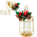 Ver imagem 2 de Kit 2 Lamparinas Natal Dourada em Metal Decorativa 30cm 36cm
