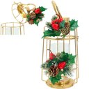 Ver imagem 3 de Kit 2 Lamparinas Natal Dourada em Metal Decorativa 30cm 36cm